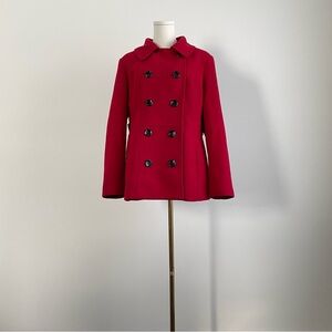 Style & Co Red Double Breasted Peacoat with Removable Hood